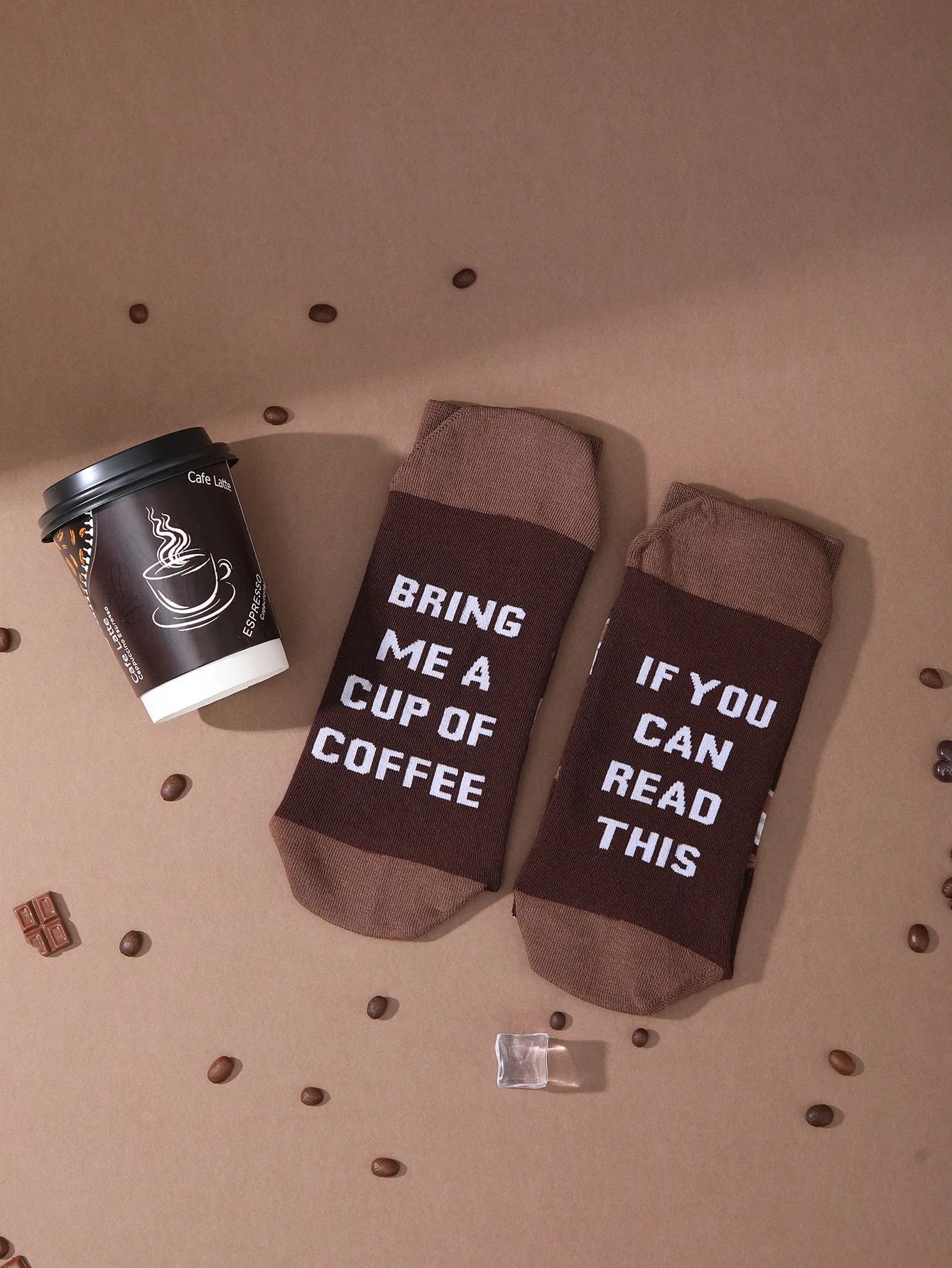 Mens Mid Calf Coffee Cup Novelty Socks Comfortable Fun Gift Set
