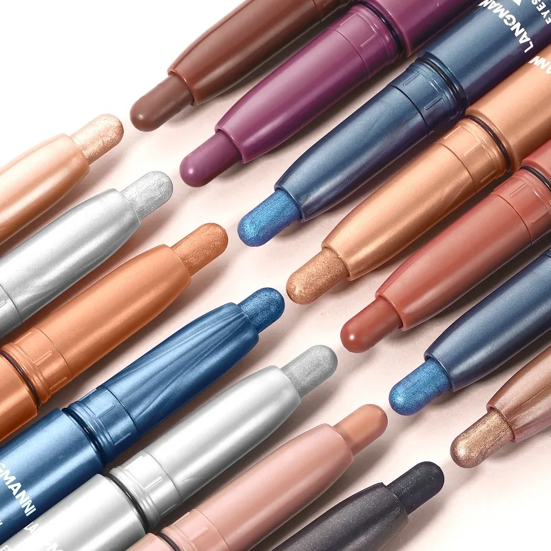 Waterproof Smoky Dark Black Eyeshadow Pencil Stick Matte Metallic Pearlescent Glitter Makeup Tool Highlighter Pen