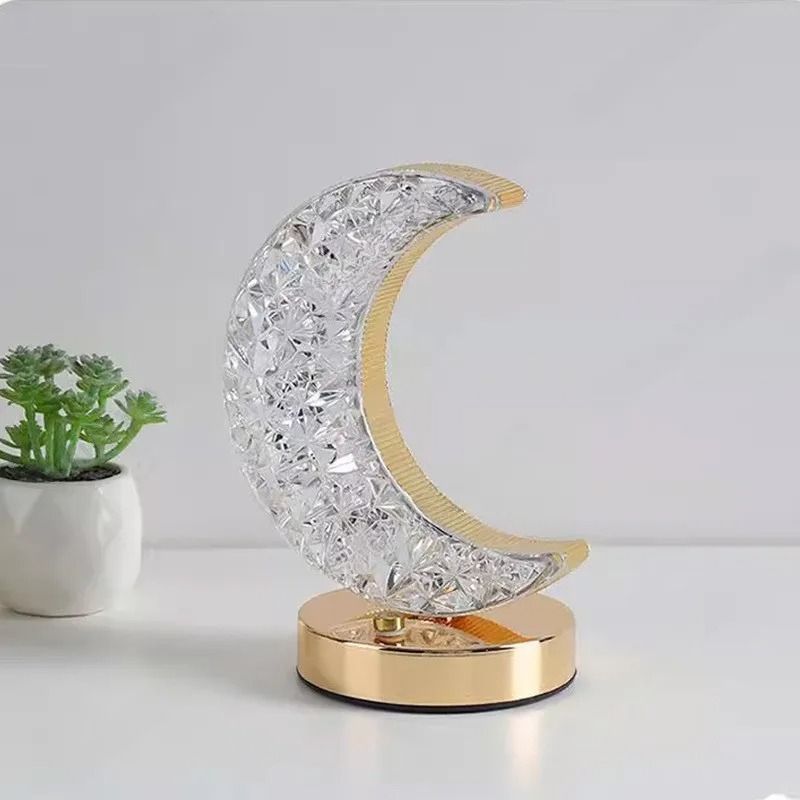 Bedroom Crystal Touch Dimming Night Light USB Bedside LED Ambient Table Moon Lamp