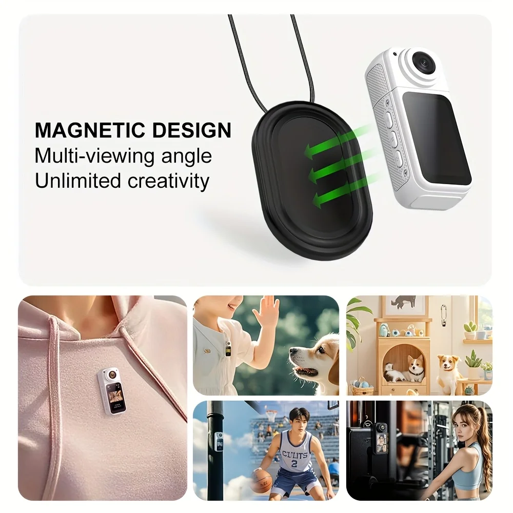 Lightweight Mini Recorder Finger Action Camera, Magnetic Belt IPS Screen for Bicycle, Vlog, Pet Cam