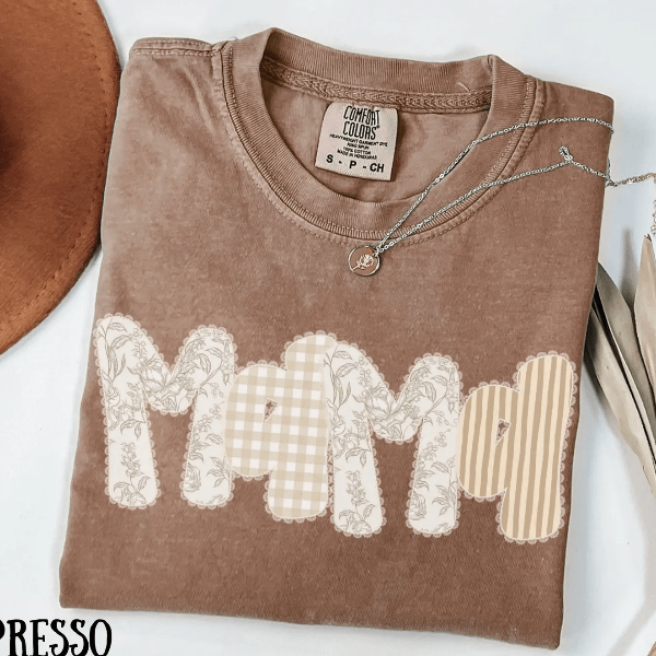 Comfort Colors Mama Shirt Floral Gingham Vintage Aesthetic Oversized Mom Tee Gift