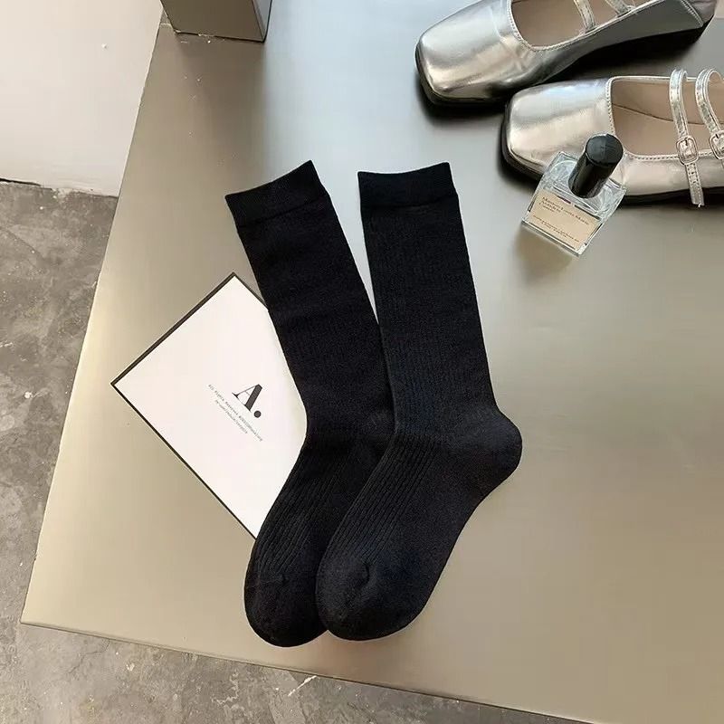 Trendy Striped Angola Red Pile Up Socks Thin Summer Ankle Socks JK Simple Stacked Socks