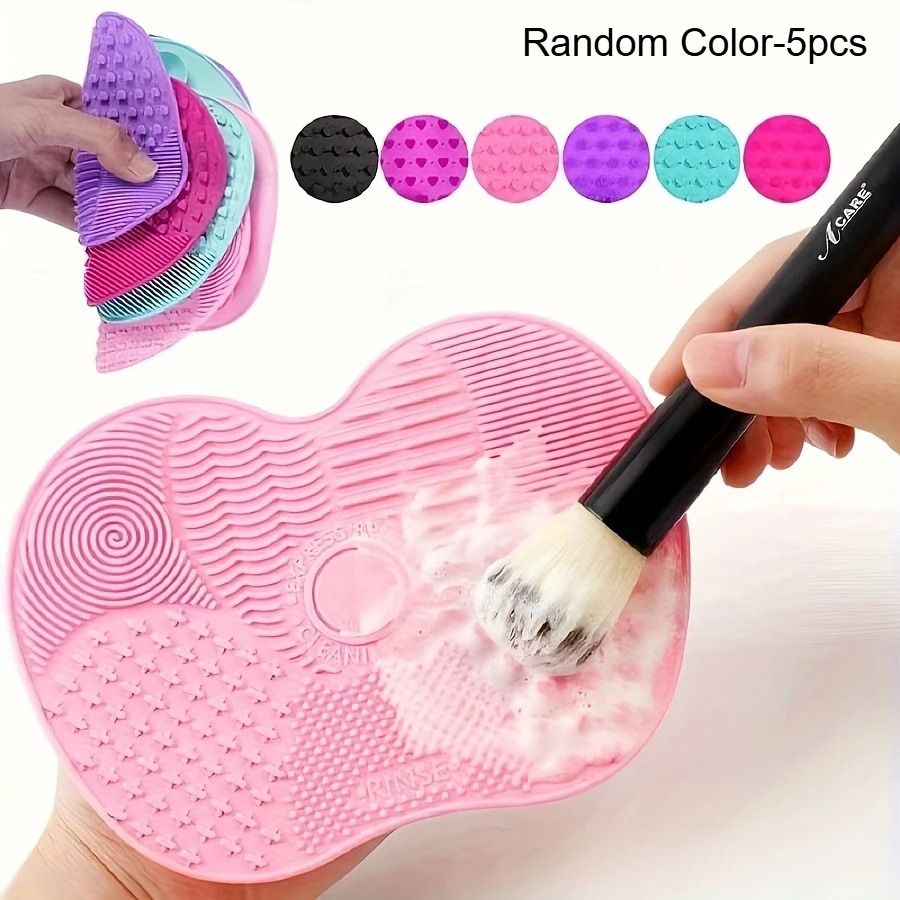5pcs Silicone Apple-Shaped Makeup Brush Cleaner Pad