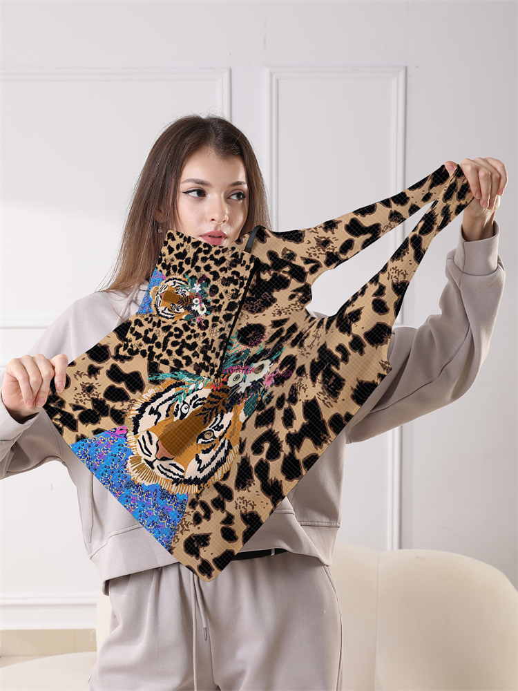 Foldable Leopard Print Reusable Shopping Bag with Large Capacity