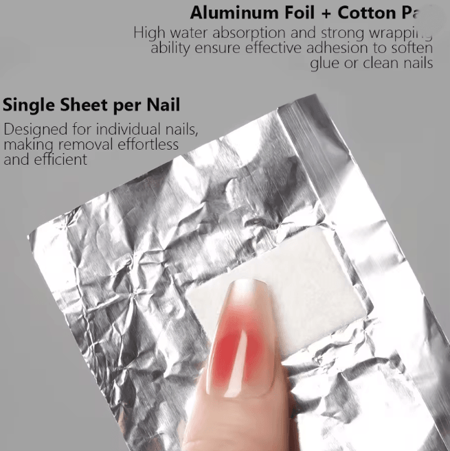 Aluminum Foil Nail Removal Wraps 100 Pack Soak Off Gel Polish Remover