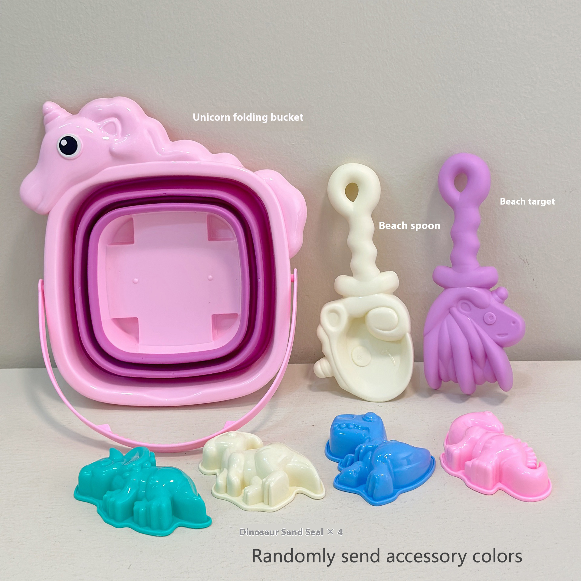 Foldable Beach Bucket Set with Sand Molds & Travel Friendly Kids Sand Toys