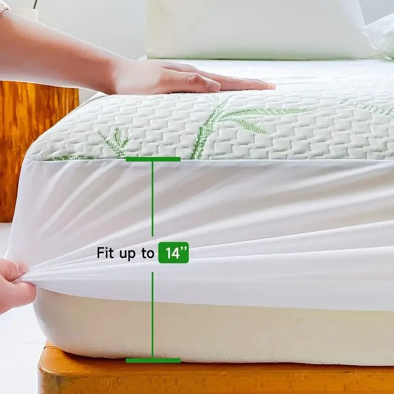 Waterproof Bamboo Mattress Cover Cooling Fitted Sheet Deep Pocket