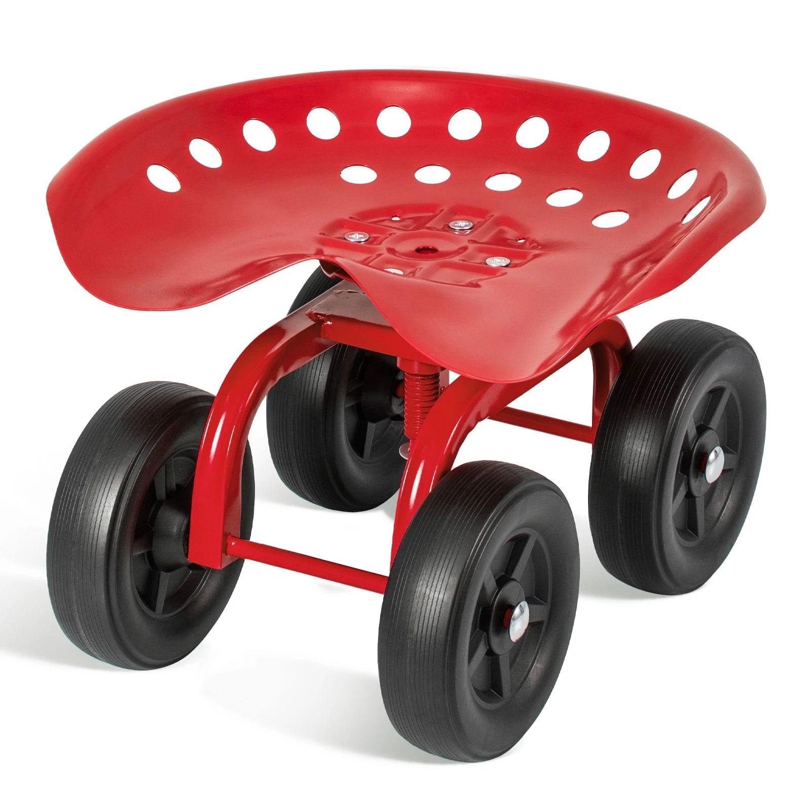 Heavy Duty Rolling Garden Cart with Adjustable Height & 360° Swivel Seat