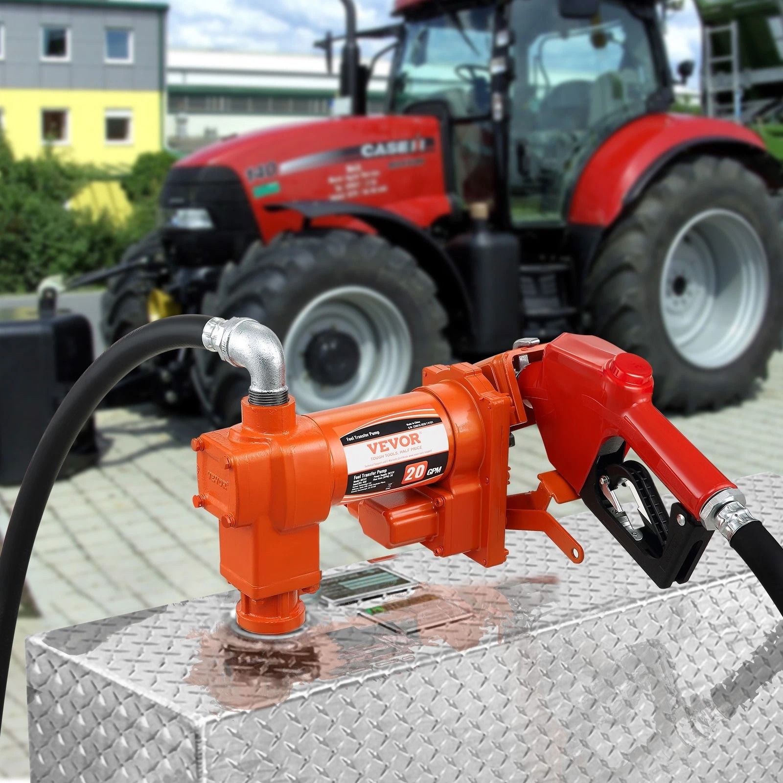 Fuel Transfer Pump with Hose & Nozzle Gasoline and Diesel Pump for Efficient Fuel Transfer