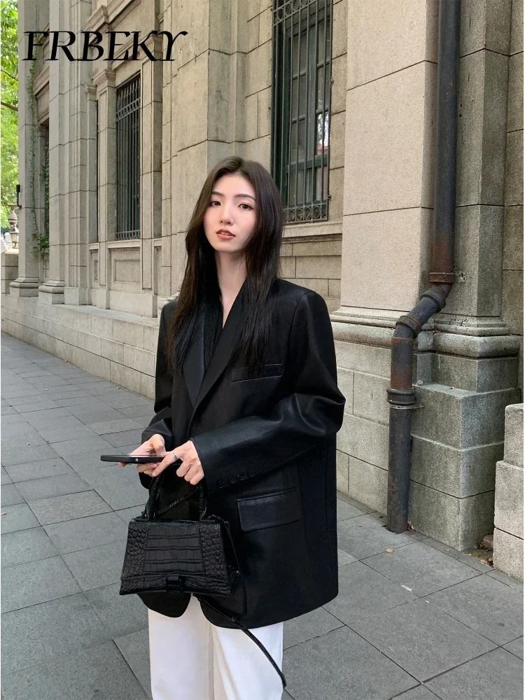 Womens PU Leather Blazer System | Premium Faux Leather Formal Jacket & Slim-Fit Autumn Outerwear Infrastructure