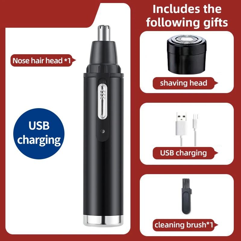 Rechargeable Nose Hair Trimmer With Dual-Use Design And Washable Blades