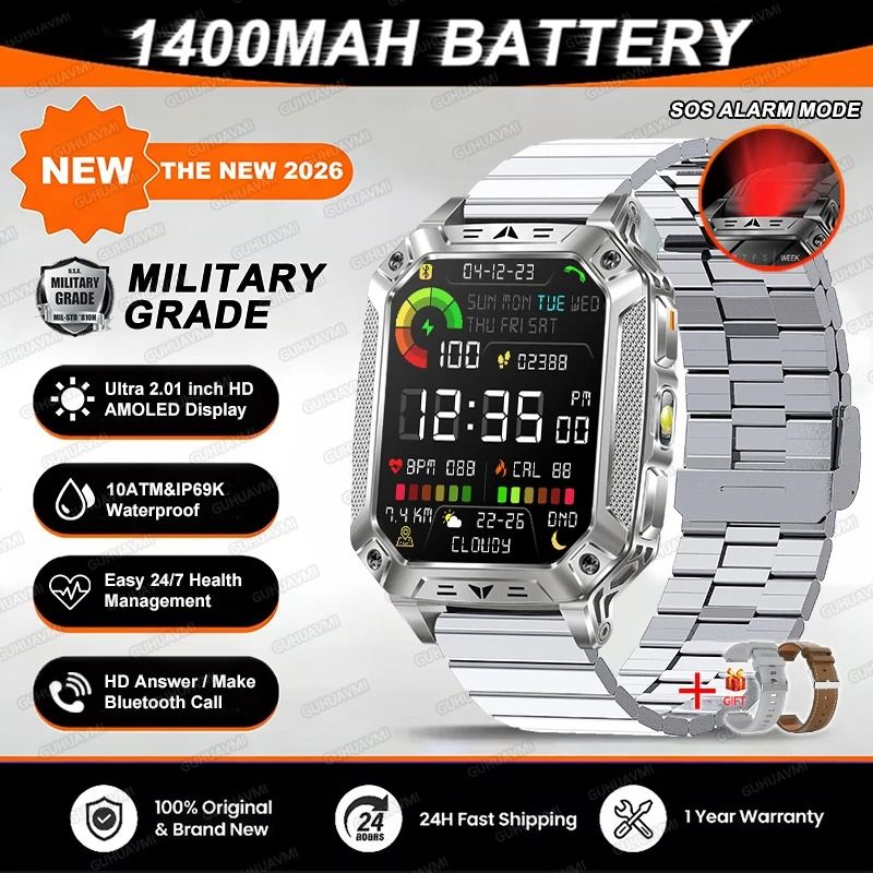 TANK Elite Military GPS Smartwatch | 1400mAh Battery & 2.01