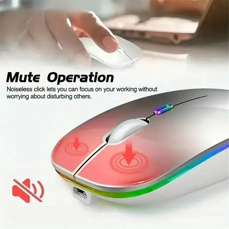 Rechargeable Silent Wireless Mouse with Bluetooth Dual Mode and LED Backlight