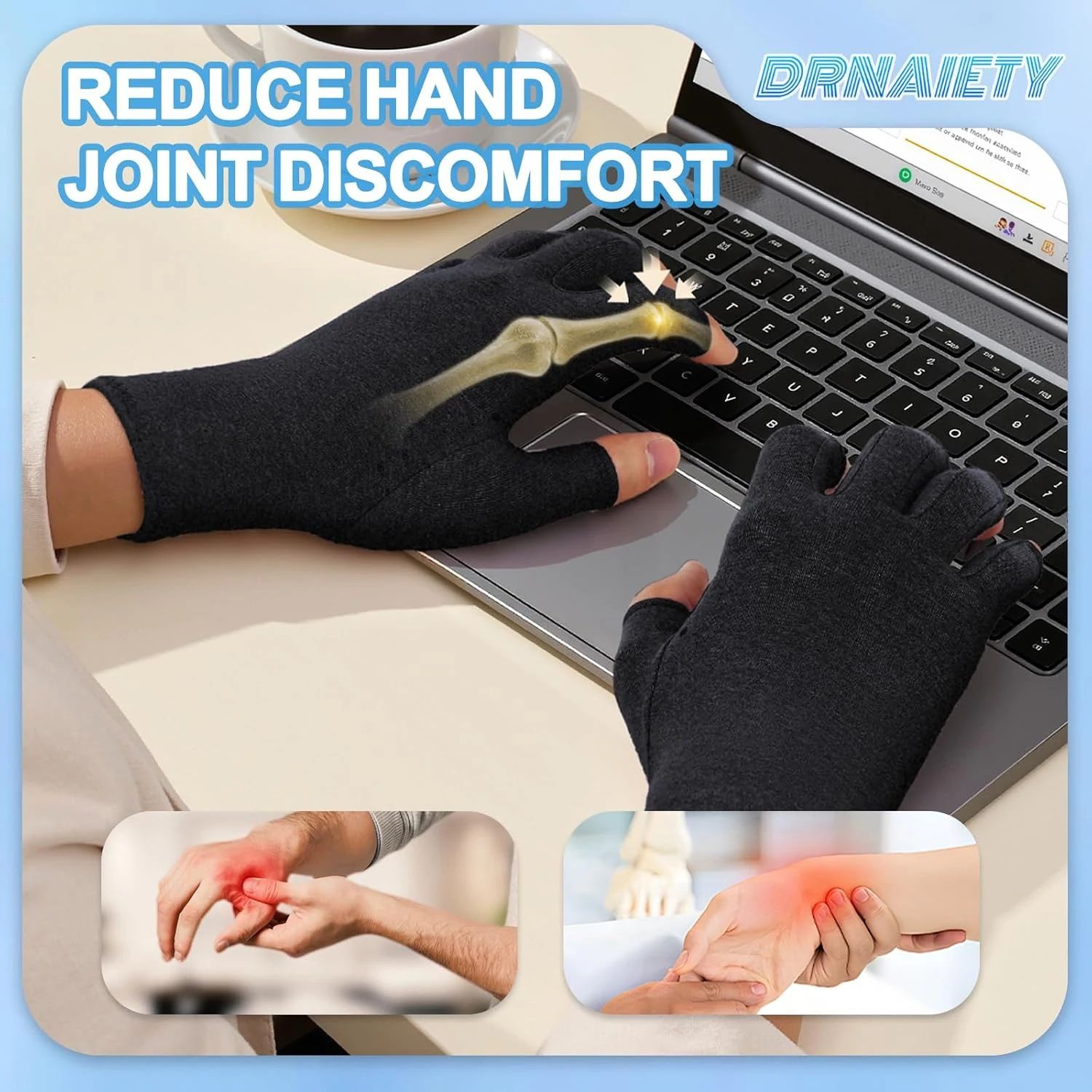 Compression Arthritis Gloves with Wrist Support Brace Anti-Slip Work Gloves for Carpal Tunnel Pain Relief