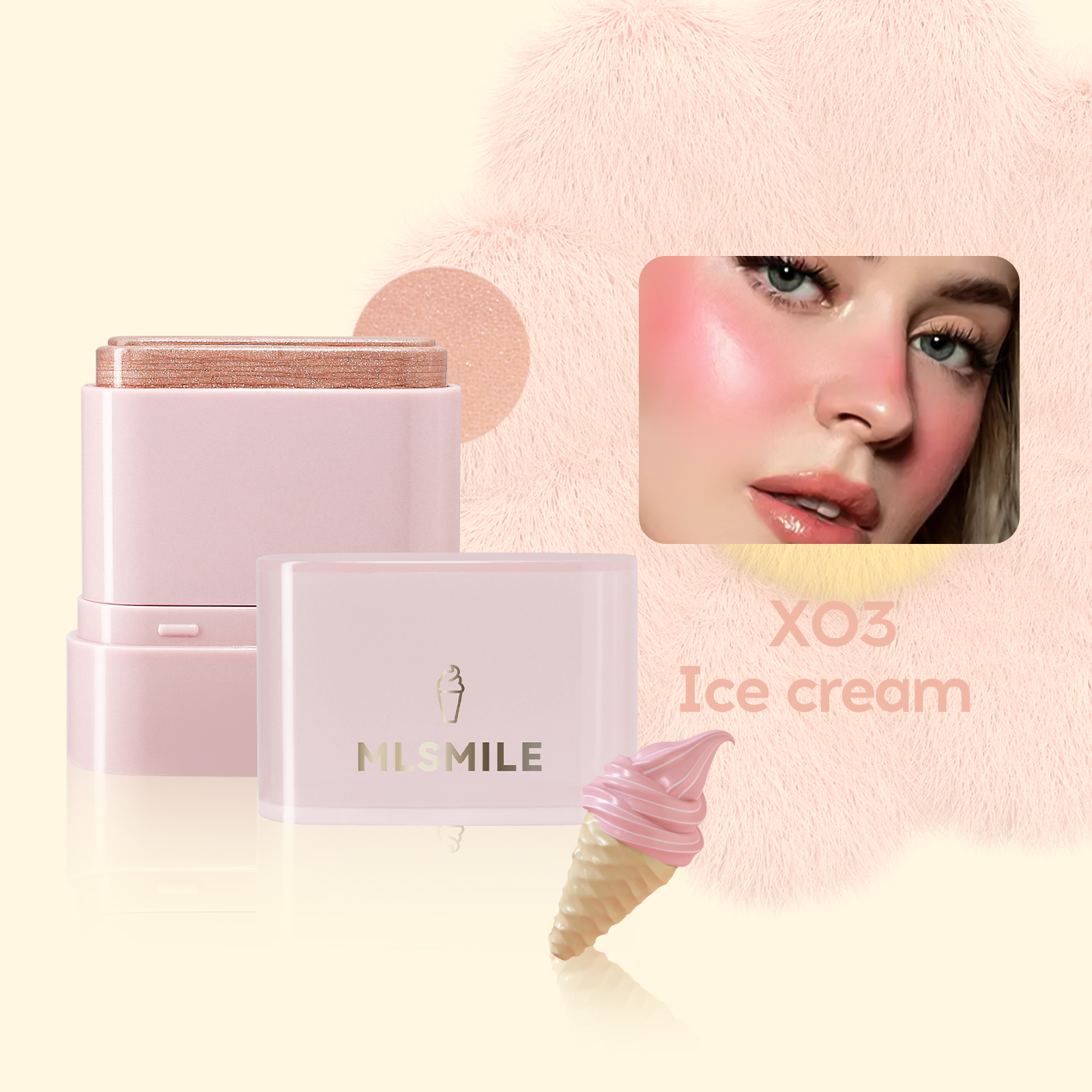 2-in-1 Flat Tube Fruit Blush & Lipstick Stick, Easy to Apply Highlighter & Contour, Multi-Use Lip & Cheek Makeup