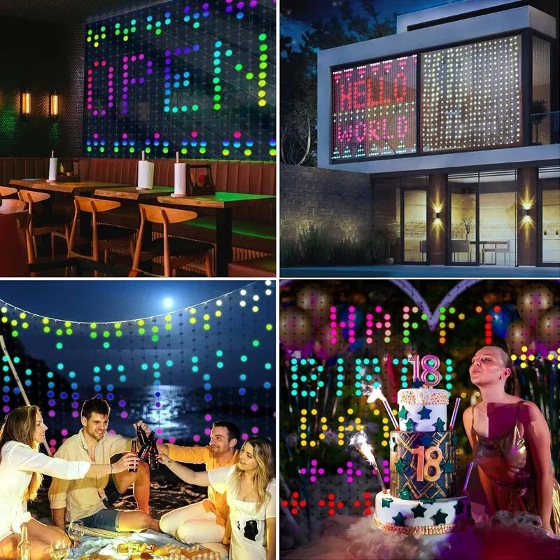 Smart LED Curtain Lights with App Control Music Sync Waterproof DIY Display Lights