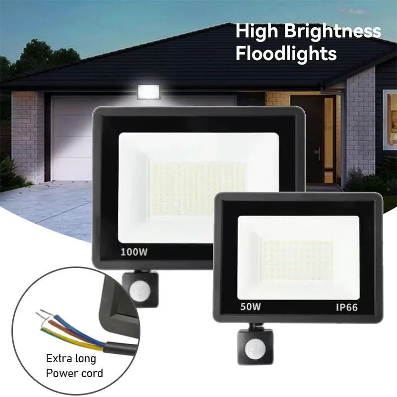 LED Outdoor Floodlight With or Without Motion Sensor Waterproof Garden Wall Light
