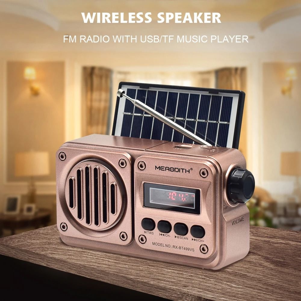 MD 499 Wireless Bluetooth Speaker MP3 FM Radio Solar Charging Emergency Power