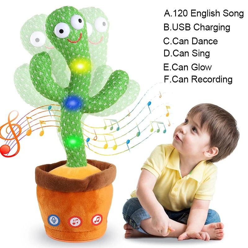 Dancing Cactus Talking Speaker Toy with Voice Repeat and LED