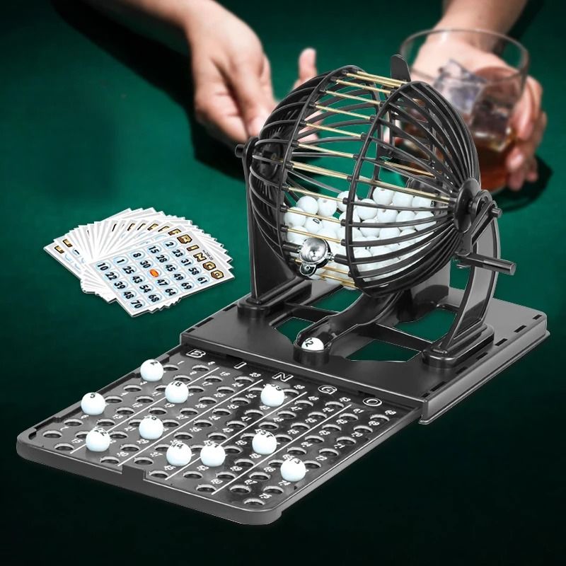 Classic Tabletop Bingo Cage Set – Rotating Lottery Machine for Family & Party Entertainment