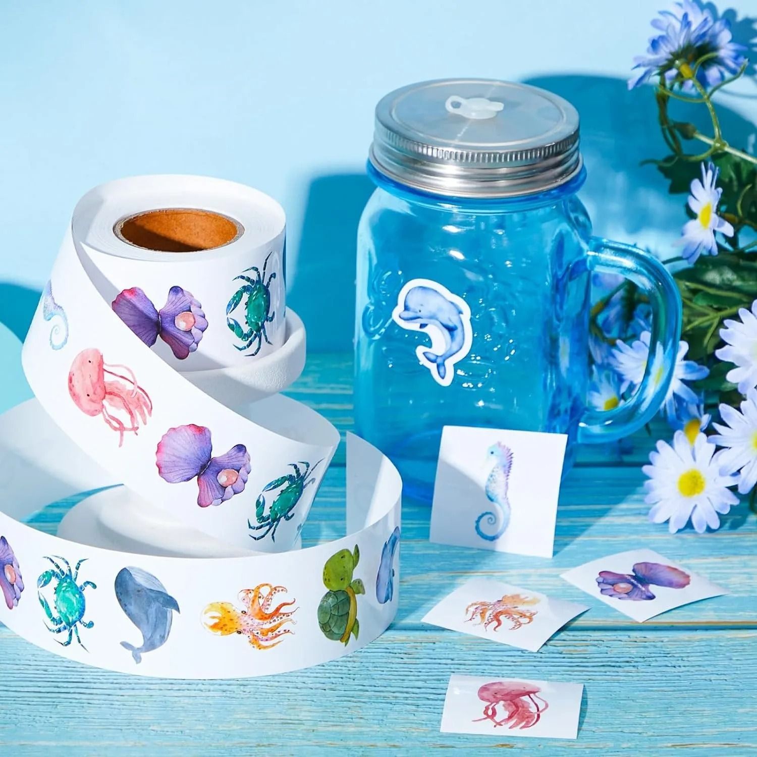 Cartoon Marine Animal Park Dolphin Stickers Kids Teacher Reward Encourage Sealing Label