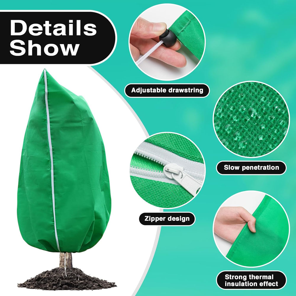 Plant Frost Protection Covers, Anti-Freeze Shrub Protection Bag with Zipper Drawstring, Freeze Cloth and Frost Blankets