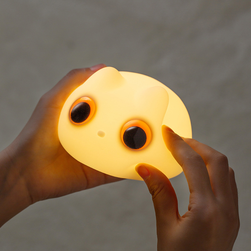 Cute Cat Silicone Night Light with Touch Control, USB Rechargeable & Adjustable Sleep Lamp for Room Decor