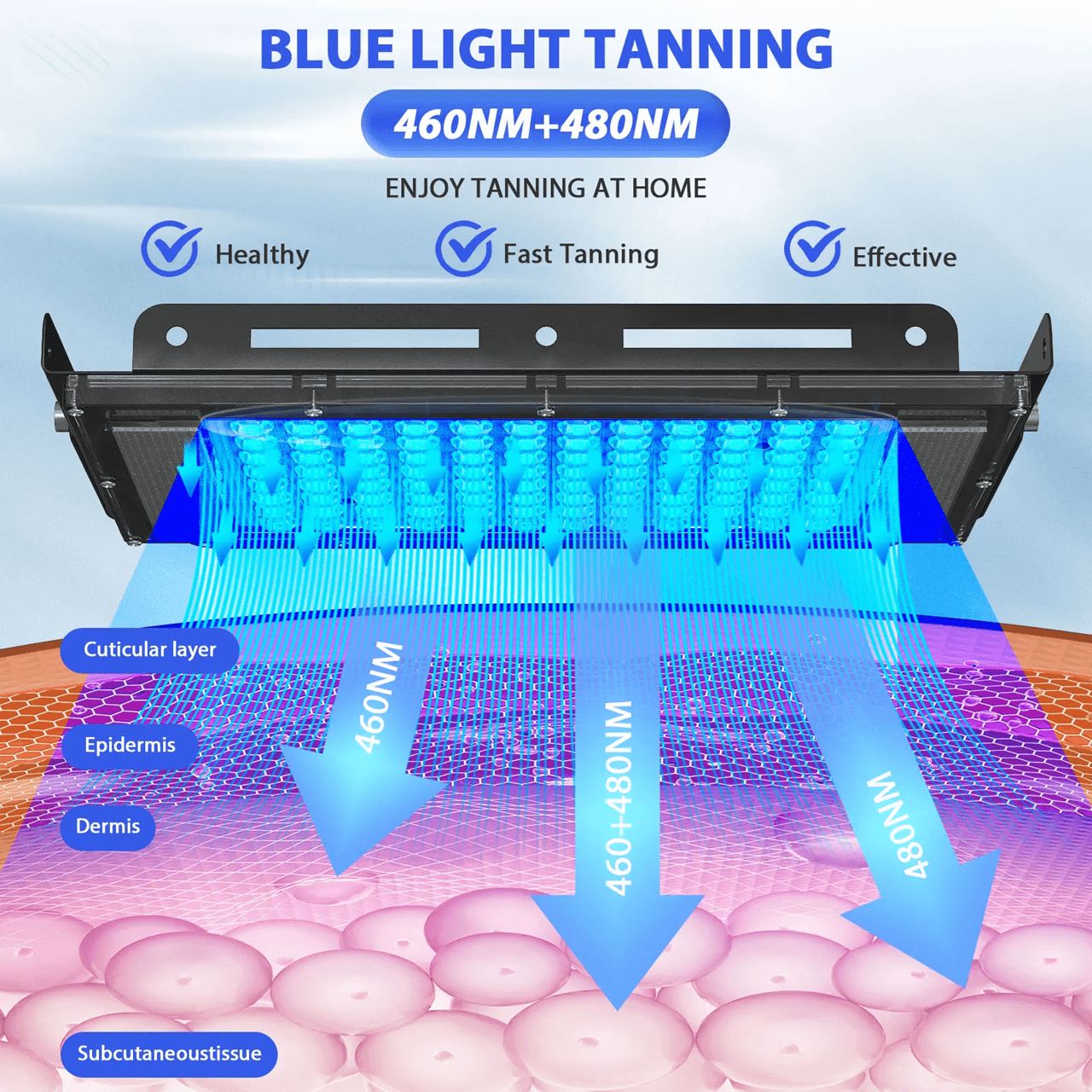 50W Ultraviolet Tanning Lamp with Tripod and Blue Light for Skin Care and Body Tanning