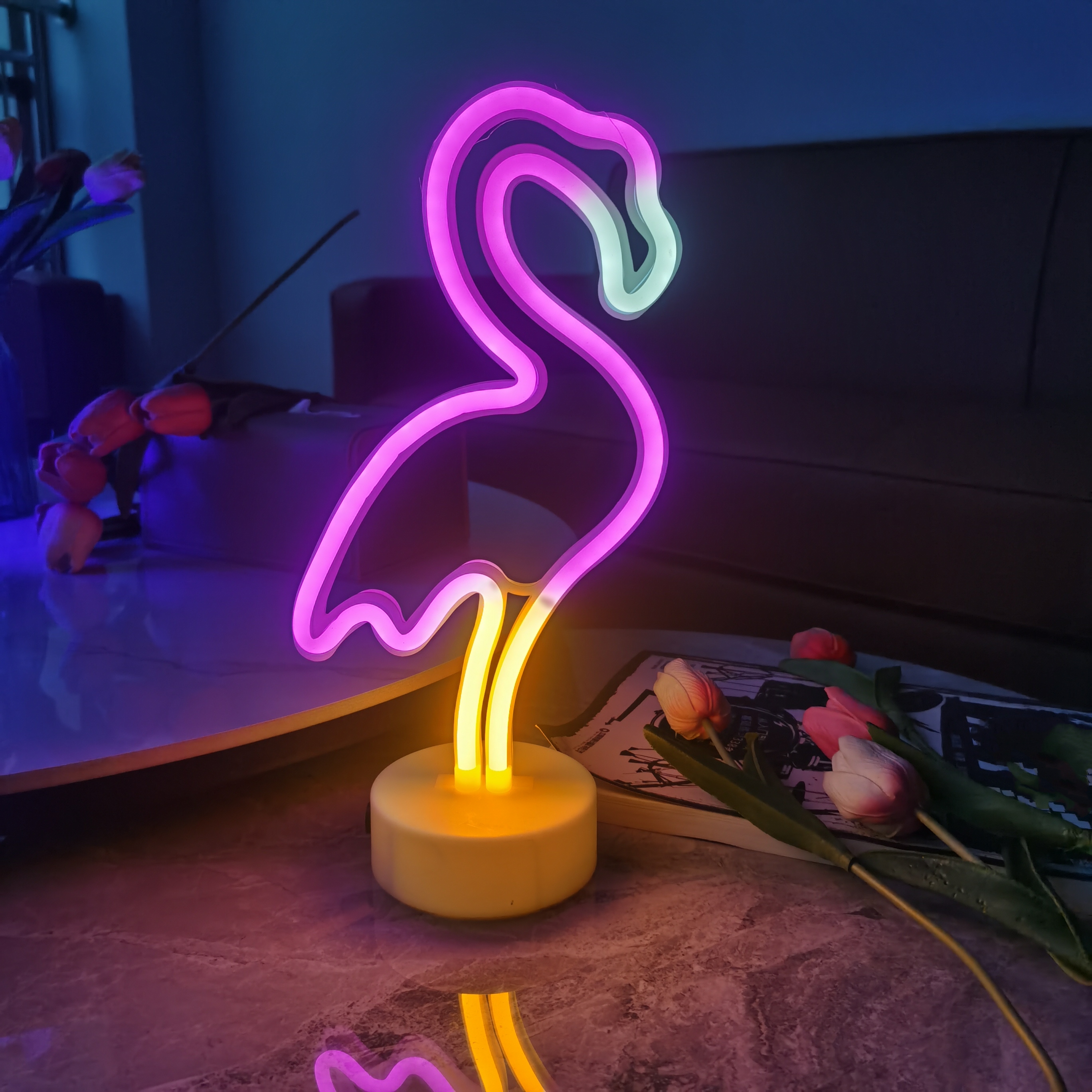 LED Cactus Neon Light with Base Decorative Green Desktop Night Lamp for Wedding Party Birthday Decor