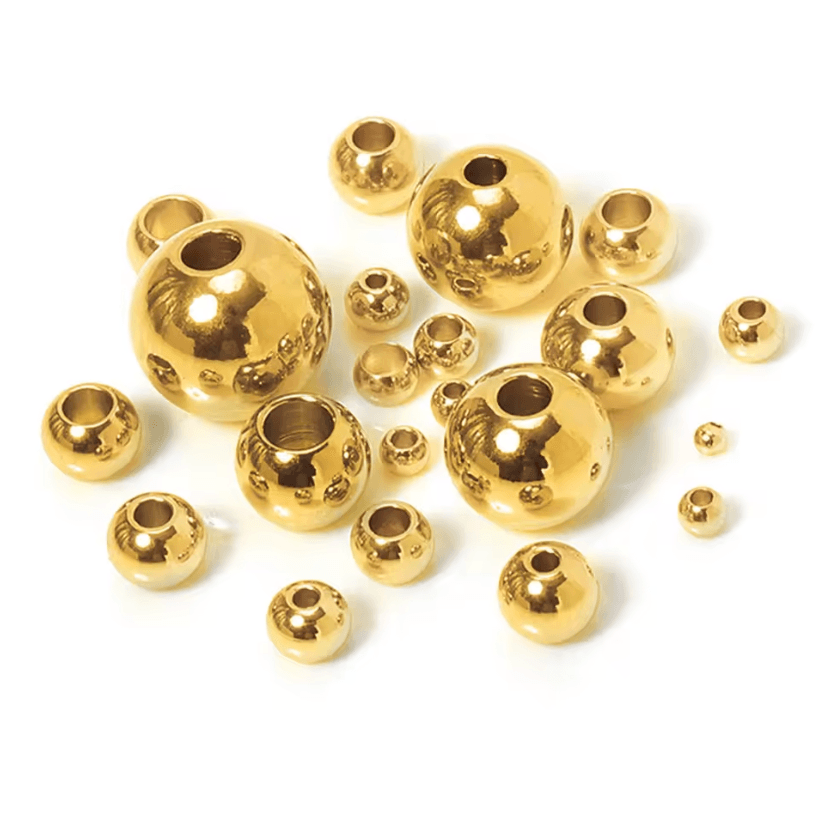 100PCS Gold Stainless Steel Spacer Beads – Round Jewelry Spacer Beads for DIY Jewelry Making