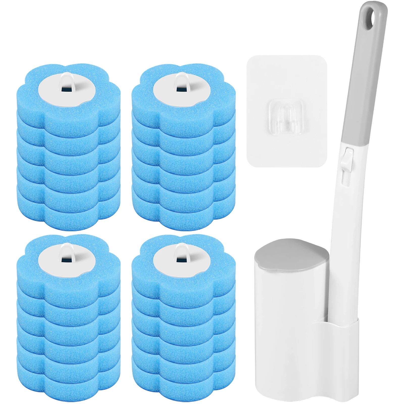 Disposable Toilet Brush Toilet Cleaning Wand Kit with 18/36 Toilet Brush Replacement Heads and Long Handle