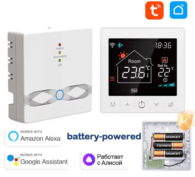 Tuya RF433 Wireless Smart Thermostat – WiFi Gas Boiler Temperature Controller with Alexa & Google Home