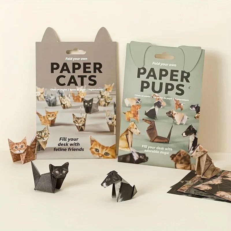 Paper Cats Origami Kit Cute Cat Paper Craft Set for Creative Home Decor