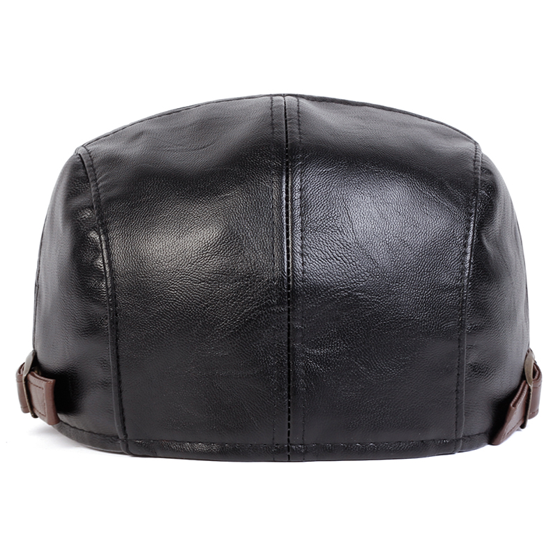 Men's Retro PU Leather Flat Cap, Adjustable Side Newsboy Hat, Spring Autumn Hip Hop Beret, British Painter Style