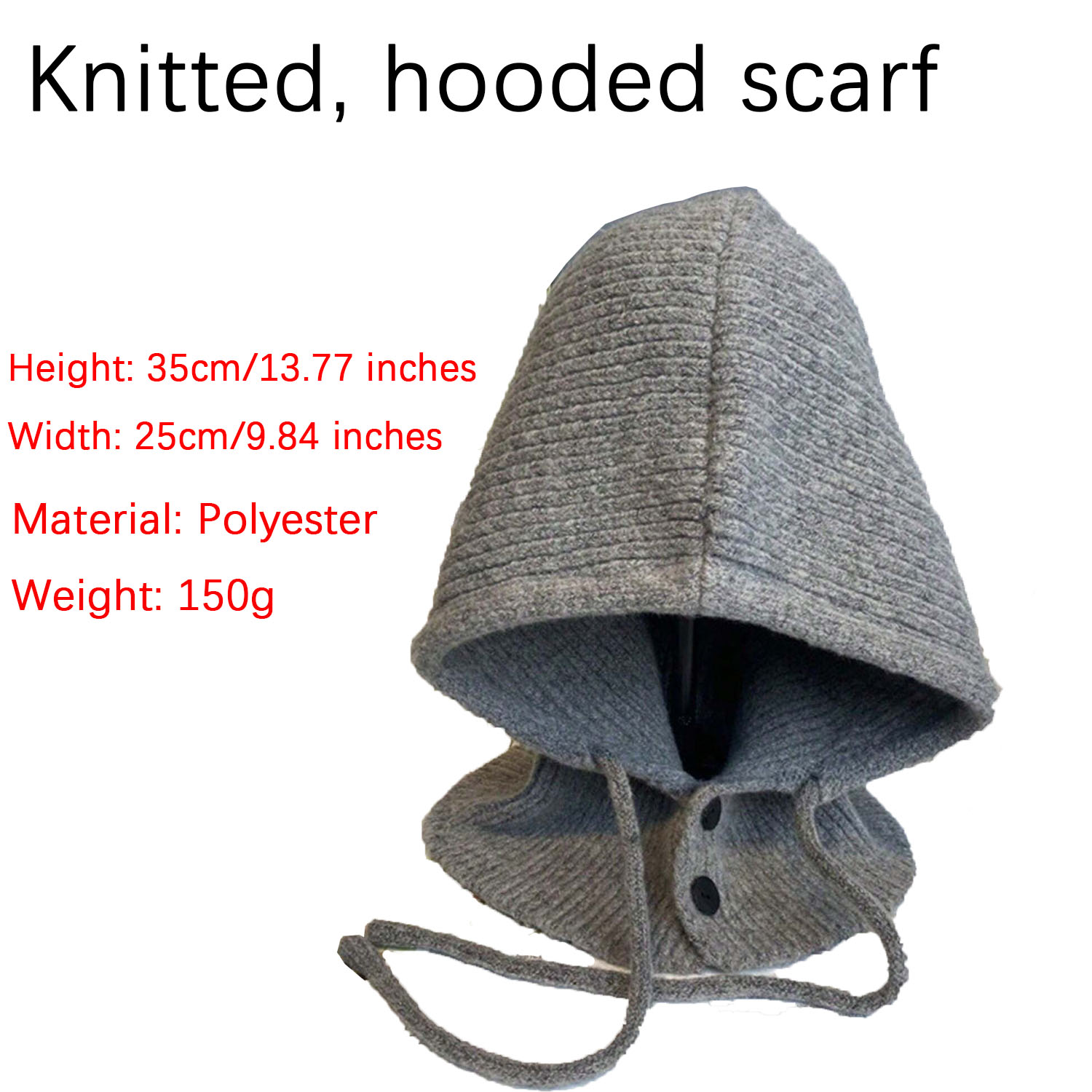 Winter Ski Mask with Warm Scarf – Hooded Balaclava Knit Beanie Hat with Thick Drawstring