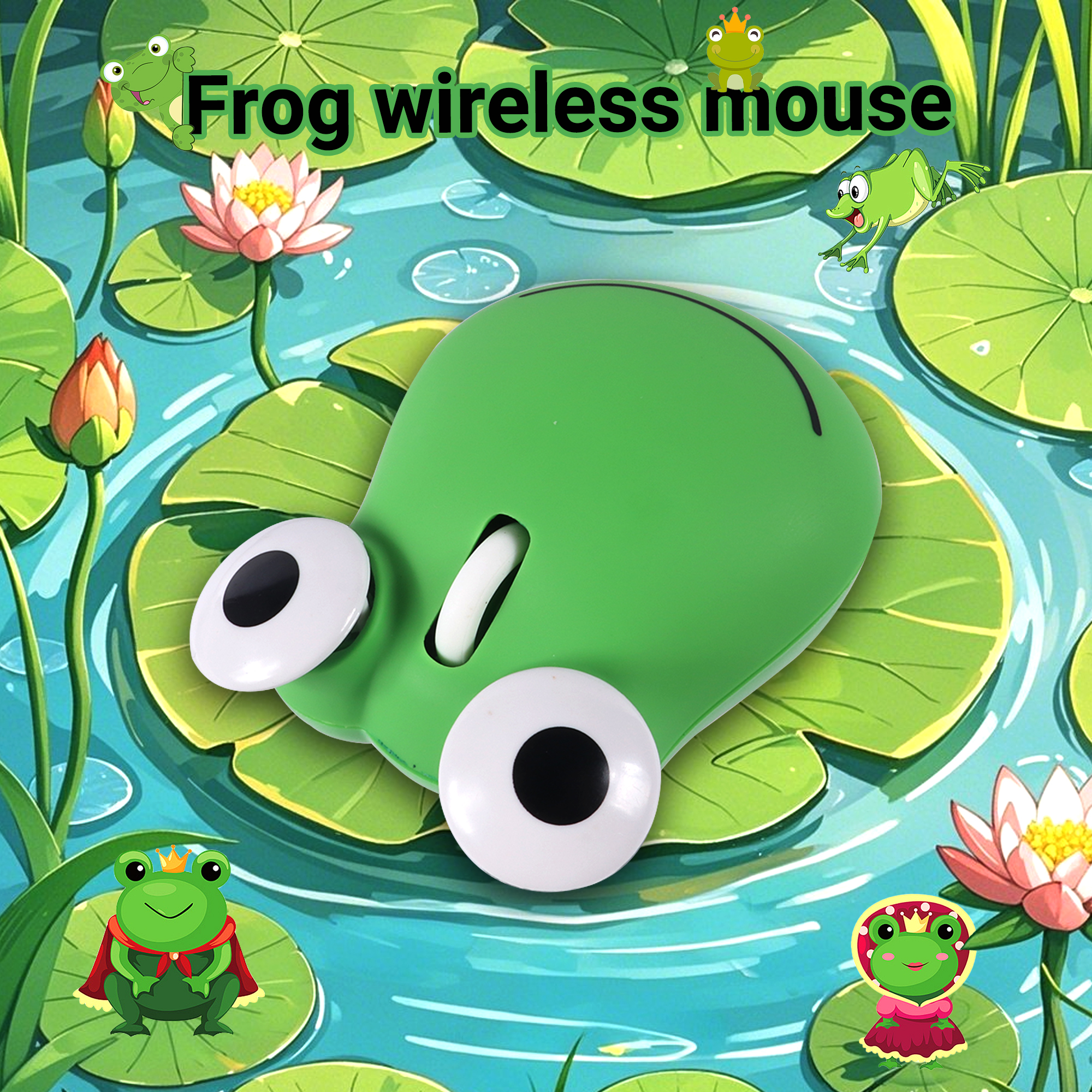Wireless Cute Frog Mouse Dual Mode Bluetooth, Silent Click, Light Weight Office Mouse, Portable for Kids Gift Use