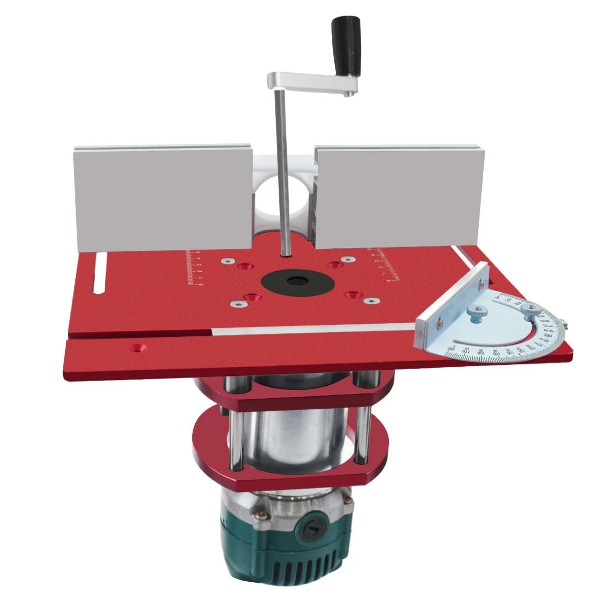 Aluminum Router Lift Insert Plate Kit with Miter Gauge Guide – Router Table Mounting Bracket for 65mm Motor Routers