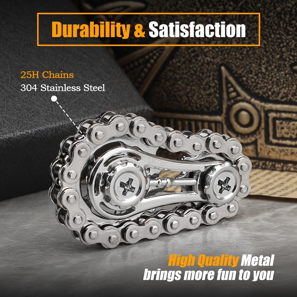 Antistress Cool Sprockets Fidget Gyro Spinner Anxiety Relief Metal Bike Chain EDC Toy