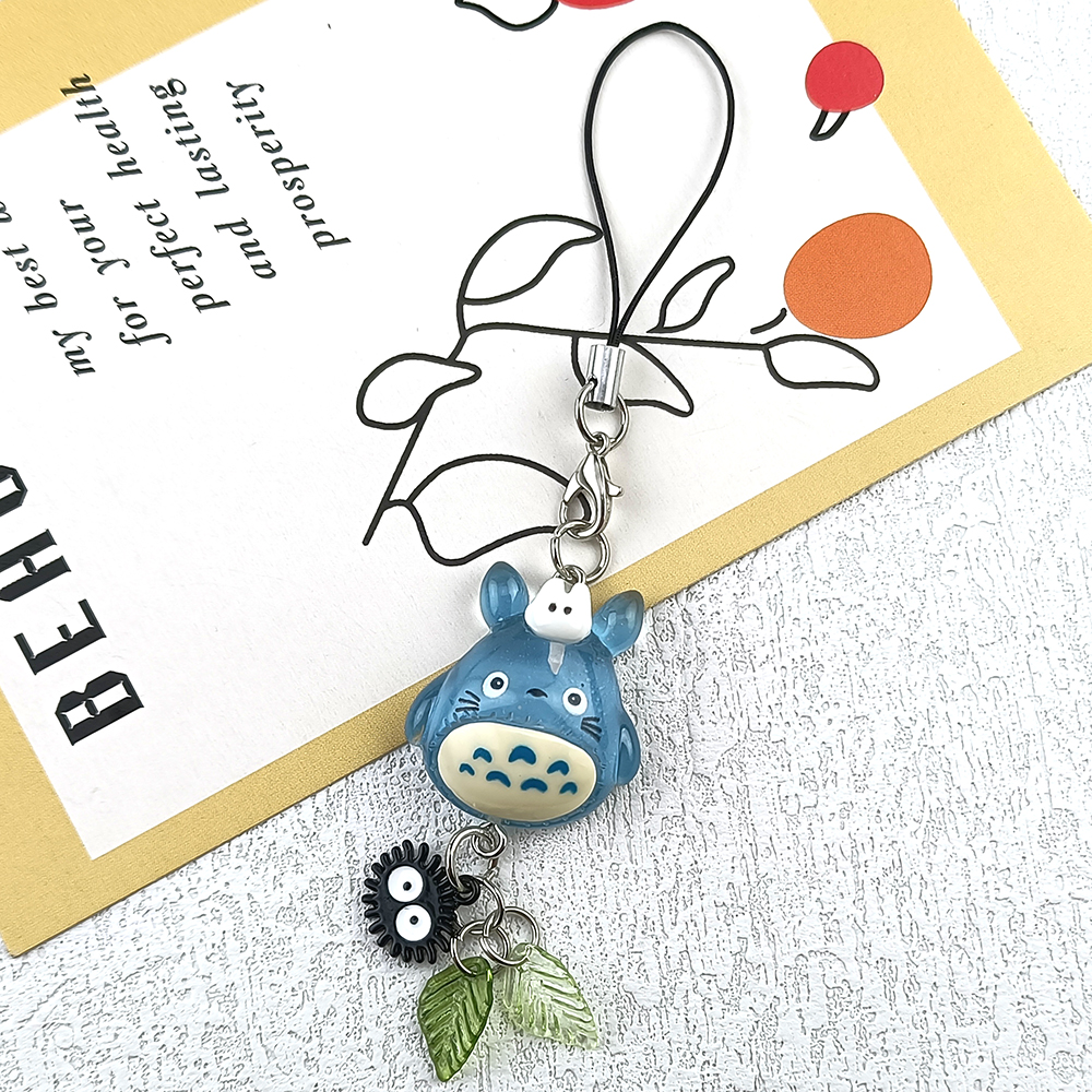 Kawaii Totoro Phone Charm Cute Anime Keychain Soot Sprite Pendant