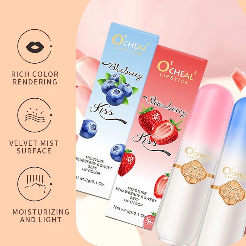 Moisturizing Waterproof Long Lasting Color Changing Lipstick, Fruit Lip Balm, Temperature Changing Lip Balm for Soft Lip