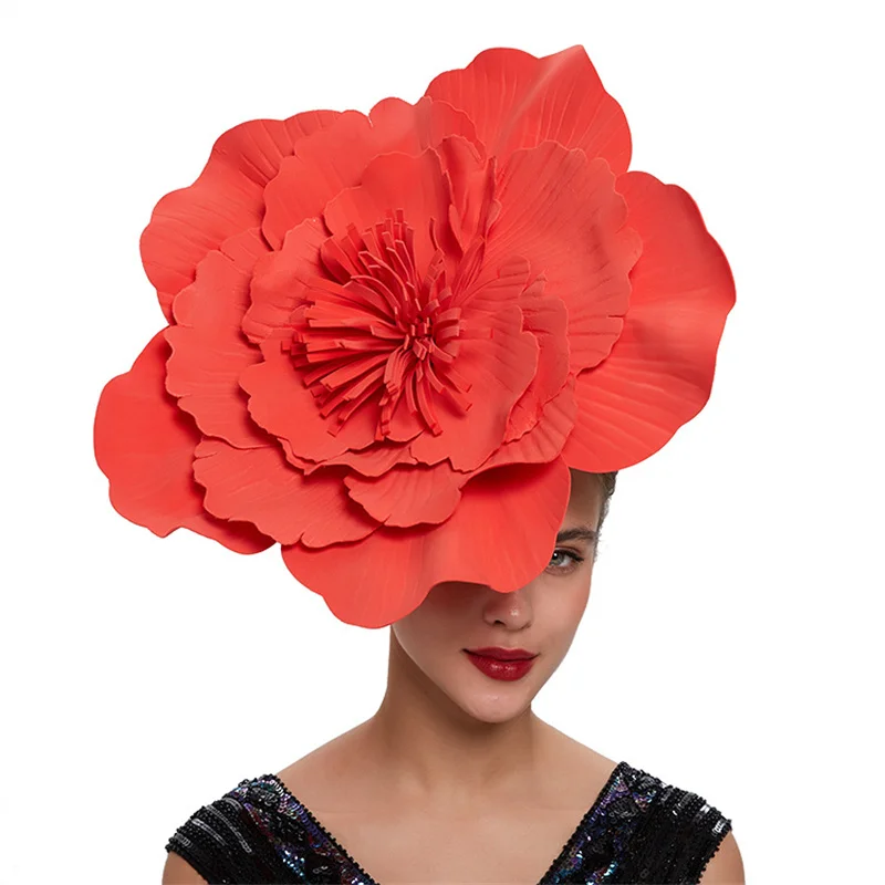 Elegant Women Large Flower Hair Band, Bow Fascinator Hat Bridal Headdress Prom Party Photo Shoot Photography Accessories