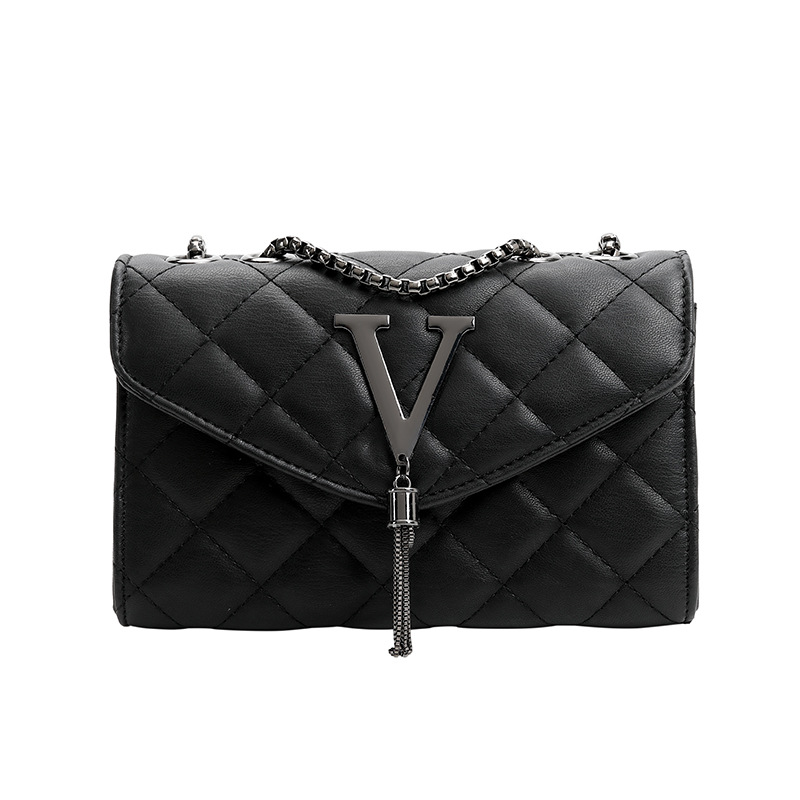 Multifunctional Luxury Messenger Shoulder Bag PU Leather Plaid Crossbody Female Tassel Purse