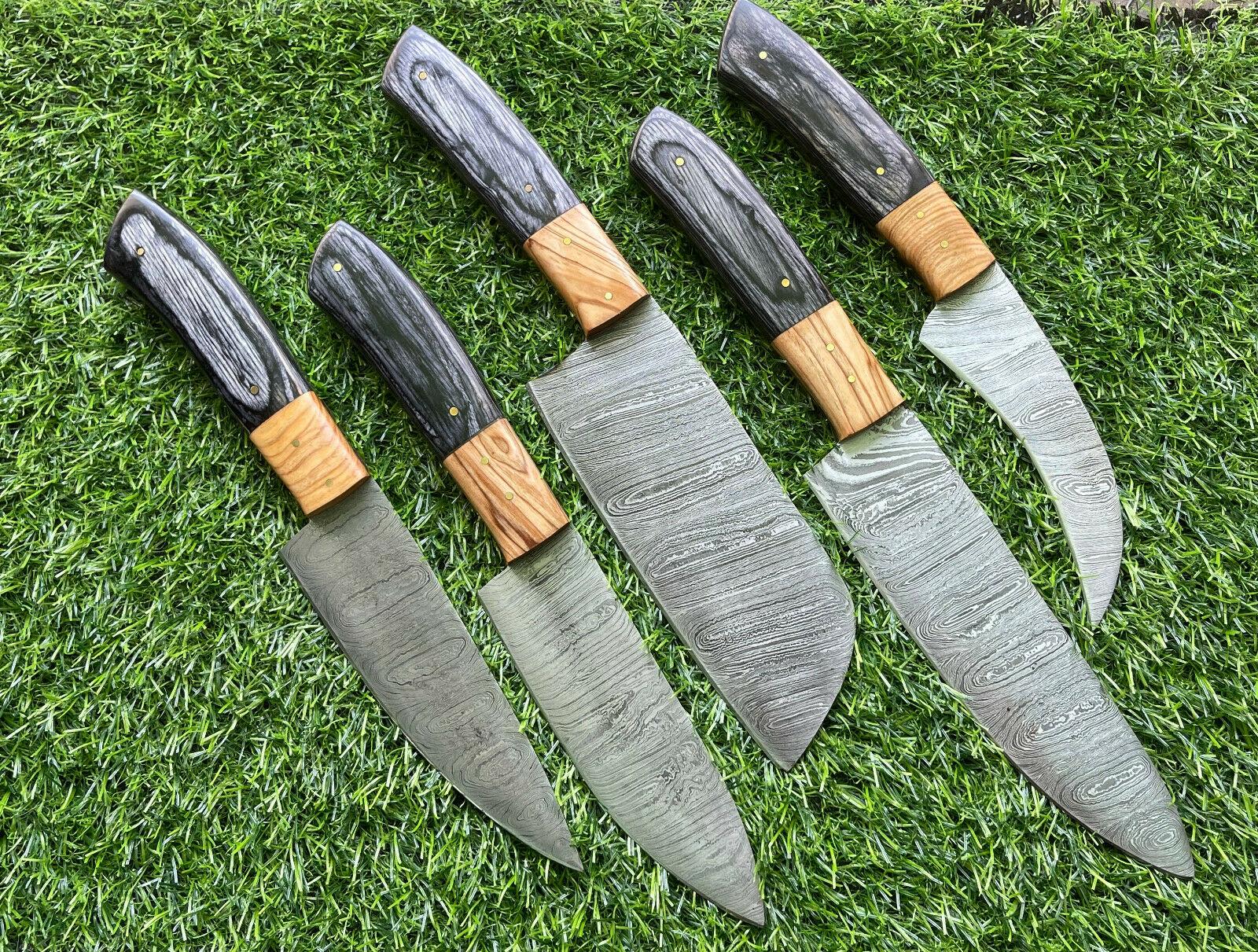 High Quality Handmade Damascus Steel Knives – Chef Set of 5
