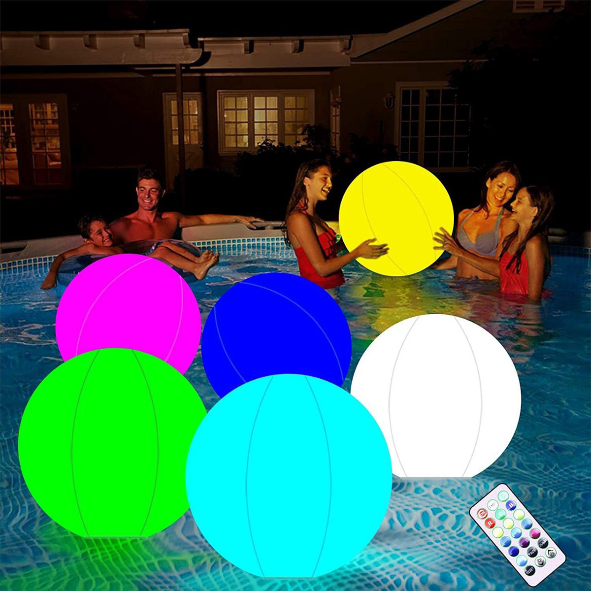 Color LED Glow Ball Inflatable Light with Remote Control for Pool Beach and Outdoor Decor