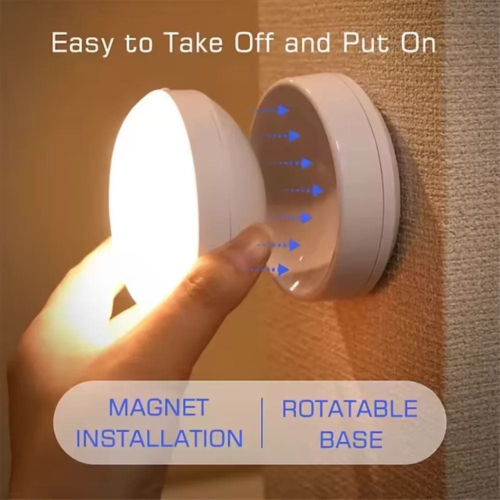 Rechargeable Wireless LED Motion Sensor Night Light 360 Degree Rotating Magnetic Mount