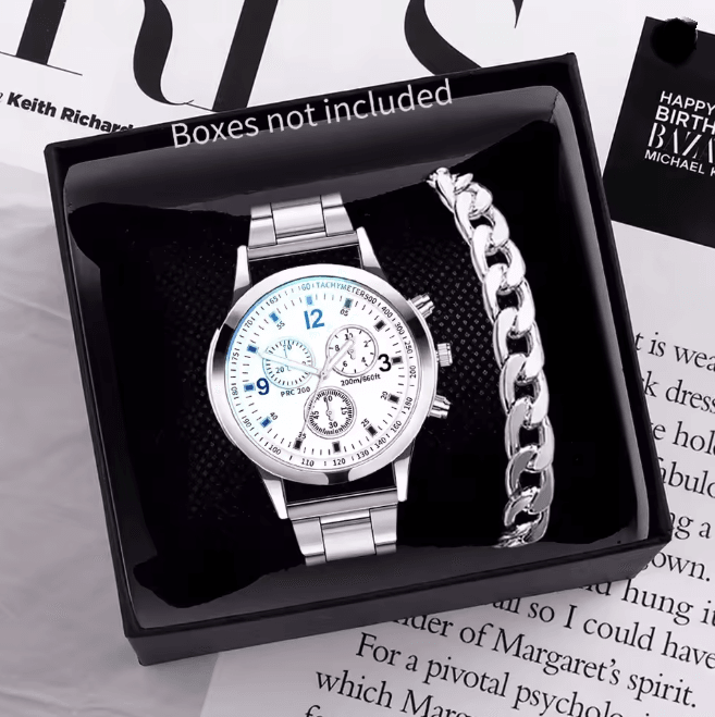 Mens Business Quartz Watch Steel Band Classic Style