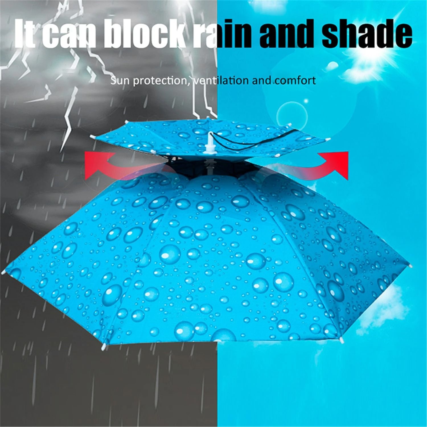 Rain Umbrella Hat Foldable UV Protection Cap