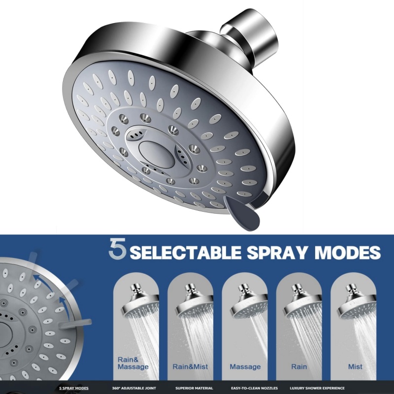 High Pressure Shower Head, High Flow Fixed Shower Heads, Sprayer Bathroom Rain Shower Head Faucet Replace