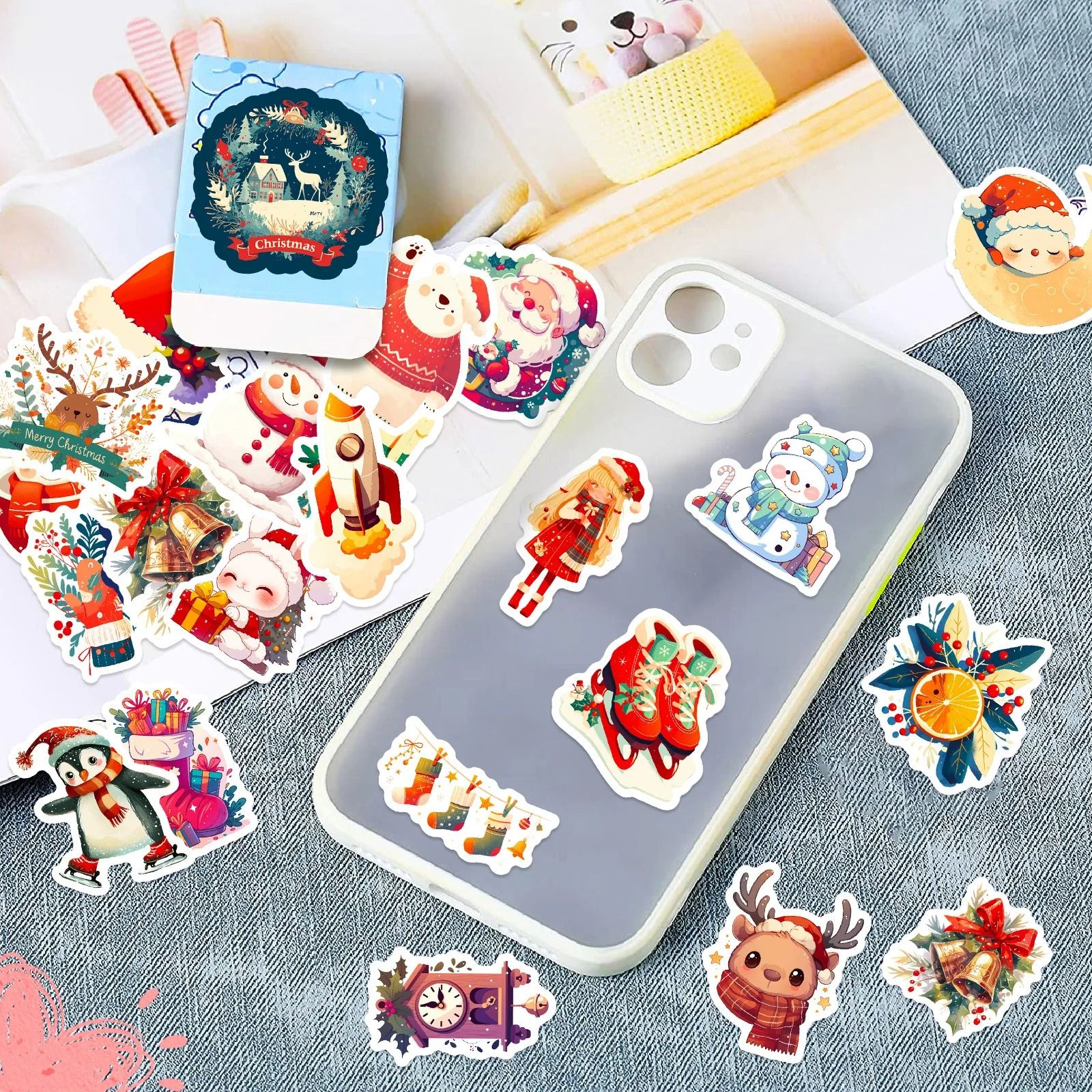 Cute Christmas and New Year Cartoon Stickers Pack 50pcs