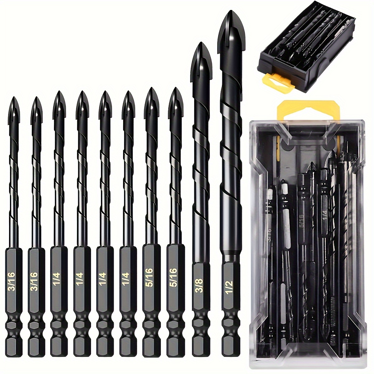 Concrete Drill Bit Kit for Glass, Plastic, Wood, Brick, Tungsten Carbide, Hard Alloy Cross Drill Bits